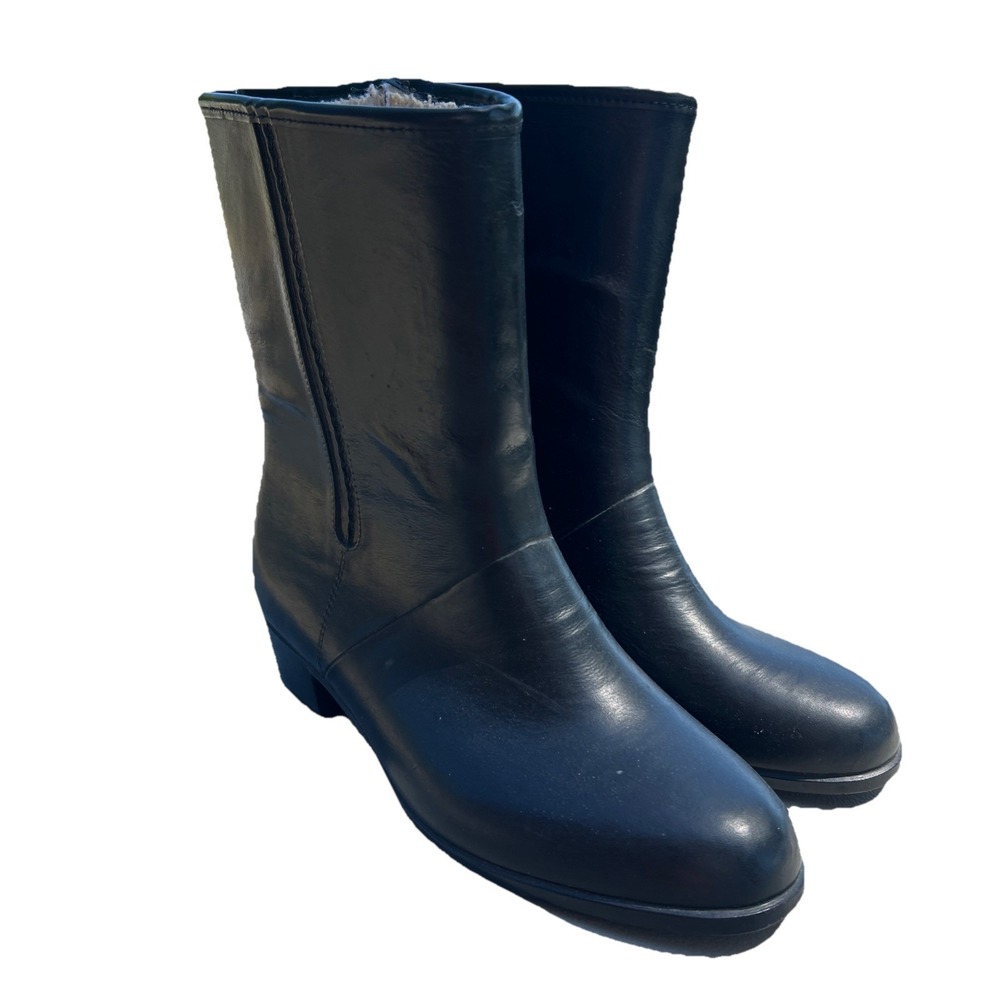Woodbridge Rubber Rain Boots Waterproof Black 9 Zip Lined Vintage Granny Garden - Picture 2 of 10